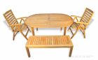 Teak Outdoor Dining Set for six, oval table,  two benches, two recliners 