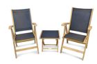 Teak Recliner Set Black Sling - Goldenteak