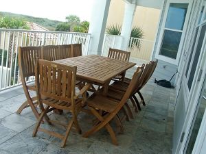 Teak Patio Set Rect. Extension Table and Teak Providence Chairs - Customer Photo Florida