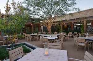 Teak Stacking Chairs Ventura at the El Monumento Restaurant in TX - customer photo