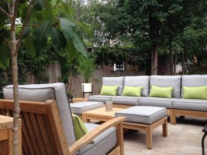 Teak Deep Seating Sectionals Spectrum Dove - Goldenteak Customer Photo