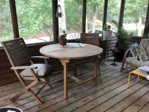 Teak Round Extension Table 48 inches - customer photo, Goldenteak