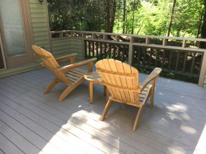 Teak Adirondack Pair with End Table Customer Photo | Goldenteak