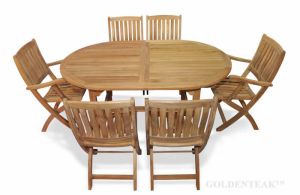 Teak Dining Set Oval Ext Table and 6 Providence Chairs