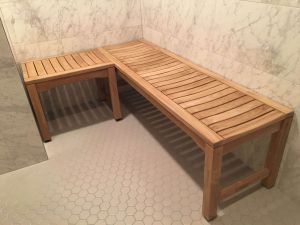 Teak Rosemont Benches Spa - Customer Photo Goldenteak