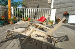 Goldenteak Steamer Chairs, Chaise lounges at Winnetu Inn, Martha's Vineyard, MA