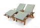 Teak Chaise Lounge Sun Lounger with Arms PAIR with Cushion